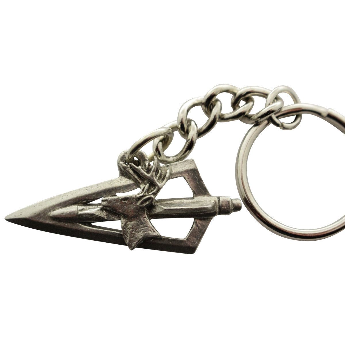Broadhead with Deer Keychain ~ Antiqued Pewter ~ Keychain ~ Sarah's Treats & Treasures